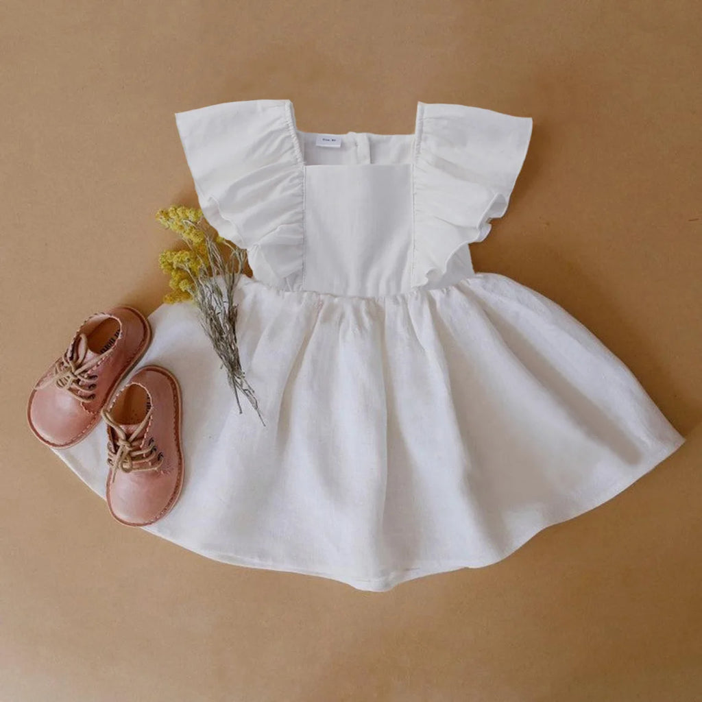 Baby Dresses Linen Cotton Summer Girls Clothes Princess Dress 1st Birthday Party For 0-3Years Girl Infant Toddler Girls Clothing