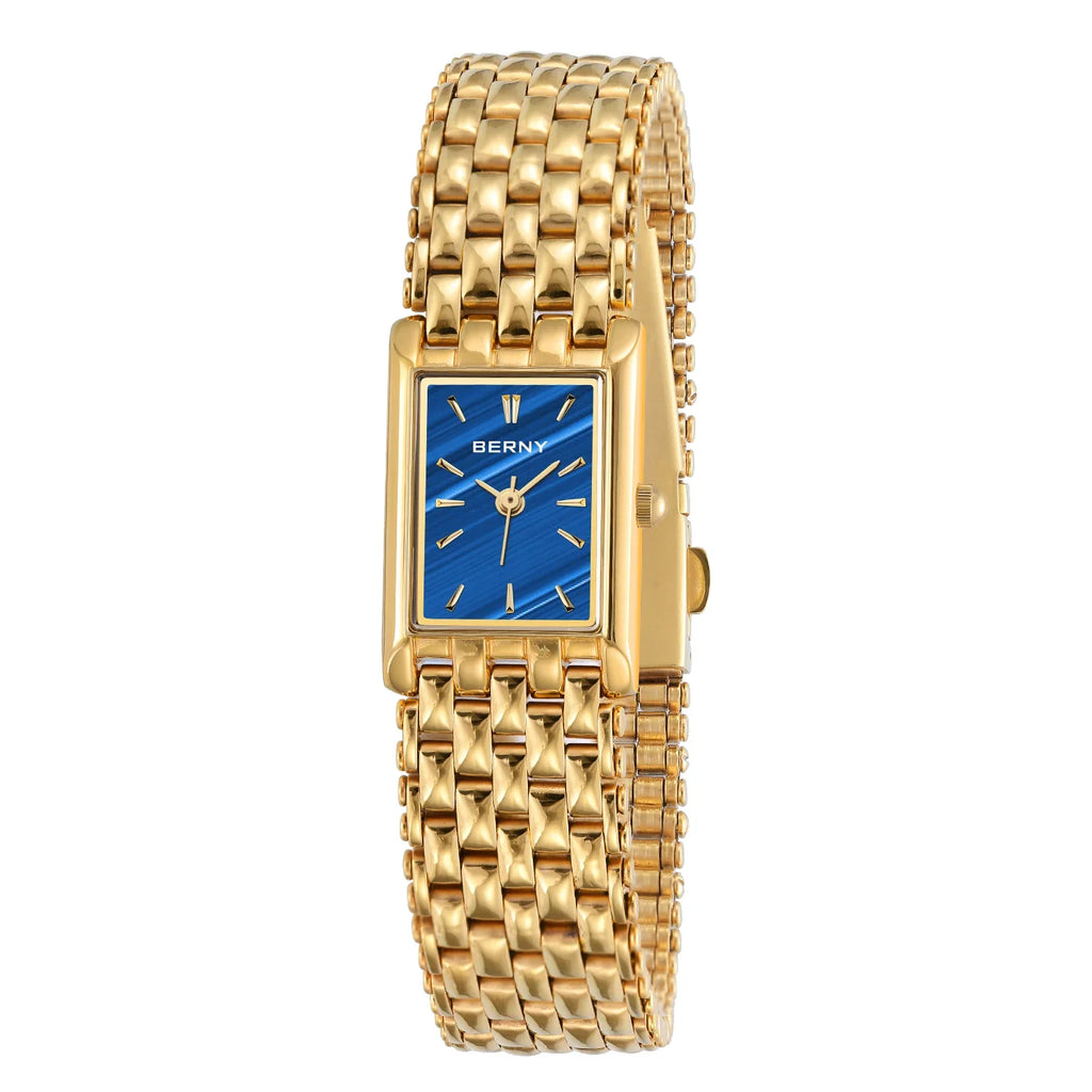 BERNY Women's Square Gold Quartz Watch, Stainless Steel