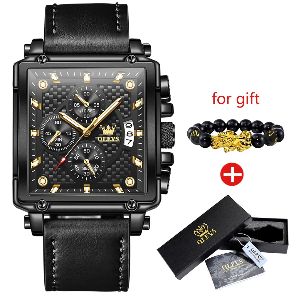 OLEVS Square Chronograph Watch with Date