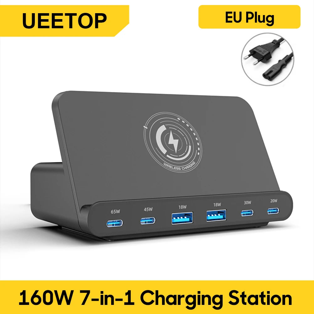 Ueetop 160W GaN Charging Station with Wireless Pad