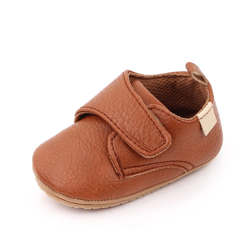 Meckior Newborn Baby Shoes Baby Boy Girl Shoes Classic Leather Rubber Sole Anti-slip Toddler First Walkers Infant Girl Shoes
