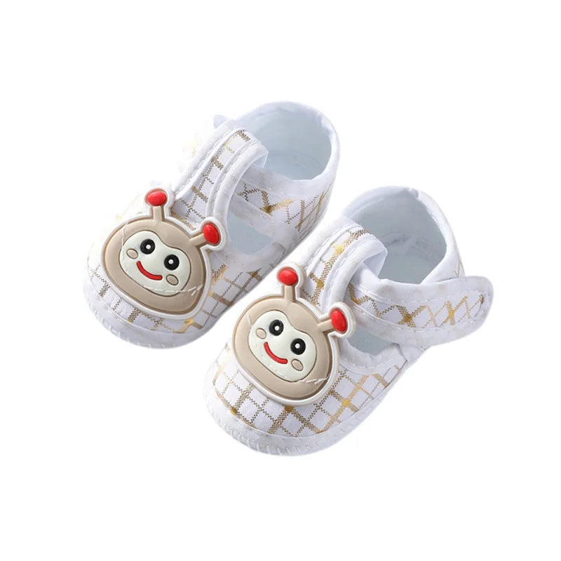 Baby Shoes: Cartoon Car Pattern, Soft Sole Cloth Shoes (0-8 Months)