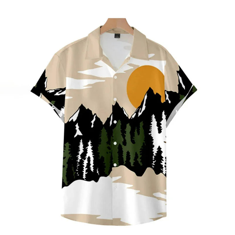 Desert Cactus Shirt For Men 3D Print Summer Hawaiian Harajuku Fashion Shirt Top Blouse Short Sleeves Street Vacation Beachwear