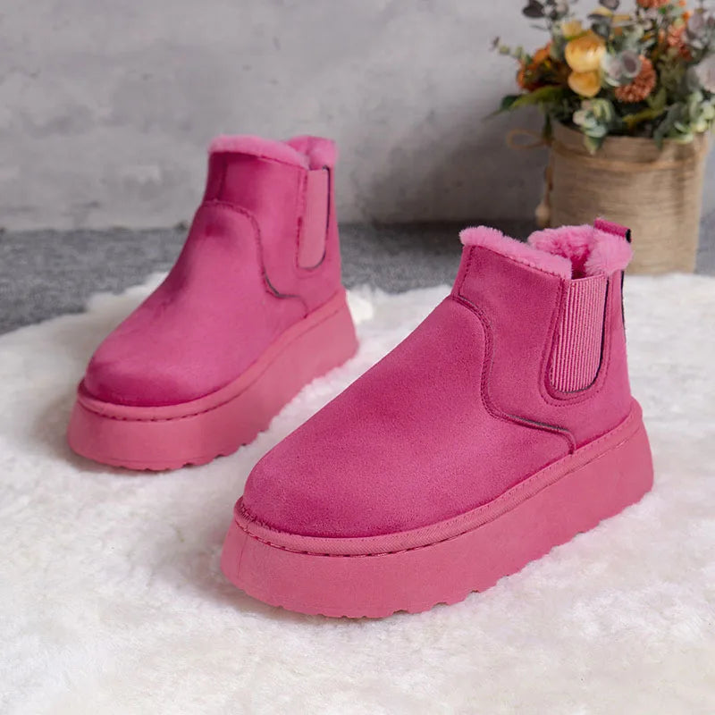 New Women's Boots High-top Snow Boots Thickened Plush Warm Simple And Versatile Comfortable Outdoor Non-Slip Cotton Shoes