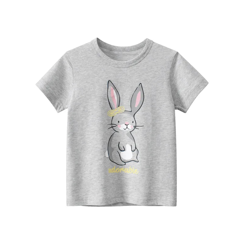 2024 Summer 2-8 Years Kids Girl Shorts Sleeve T-shirts Printed Little Girl Top Baby Girl T Shirts Children Toddler Girl Clothes