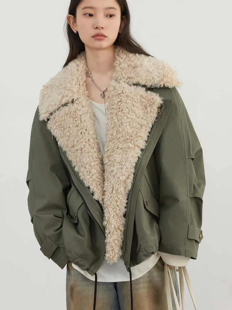 CHIC VEN Women Coats Streetwear Loose Casual New Retro Motorcycle Cotton Jacket Thick Warm Female Overcoat Autumn Winter 2024