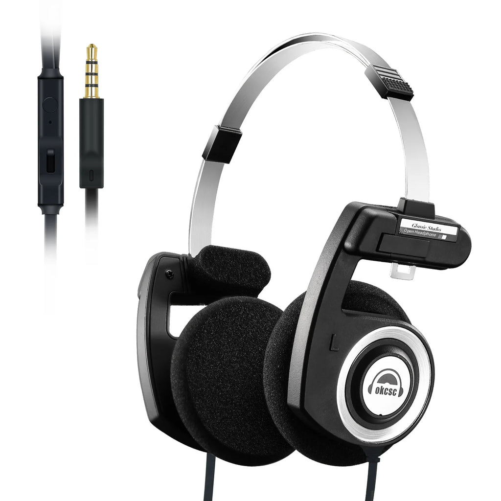 Okcsc Retro Open-Back Foldable Headphones with Mic - view 7