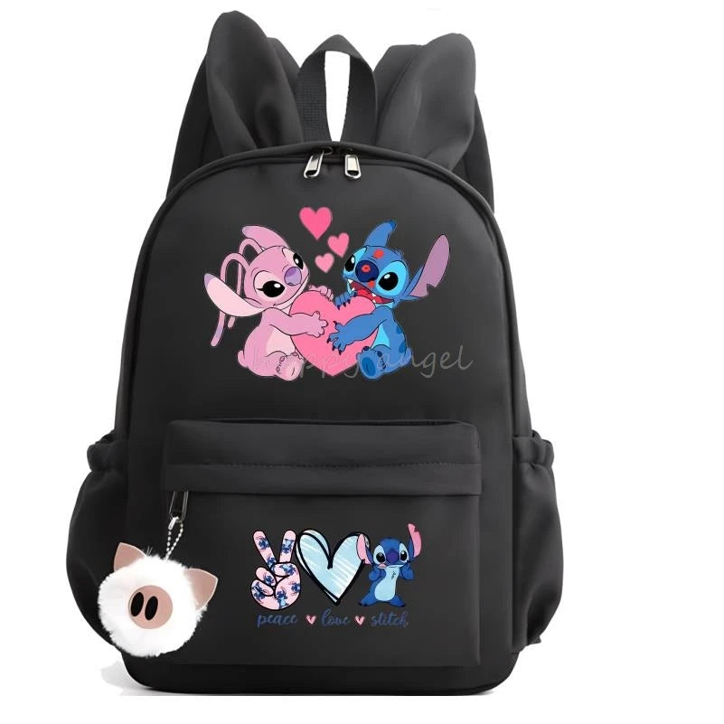 Hot Disney Lilo Stitch Backpack for Girls Boys Student Teenager Rucksack Women Casual School Bags Travel Rabbit Ears Mochila