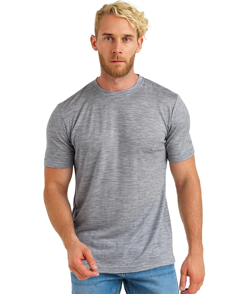 100% Merino Wool T-Shirt Men Short Sleeve Merino Shirts Sport Lightweight Base Layer Hiking Tshirt Soft Breathable Undershirt