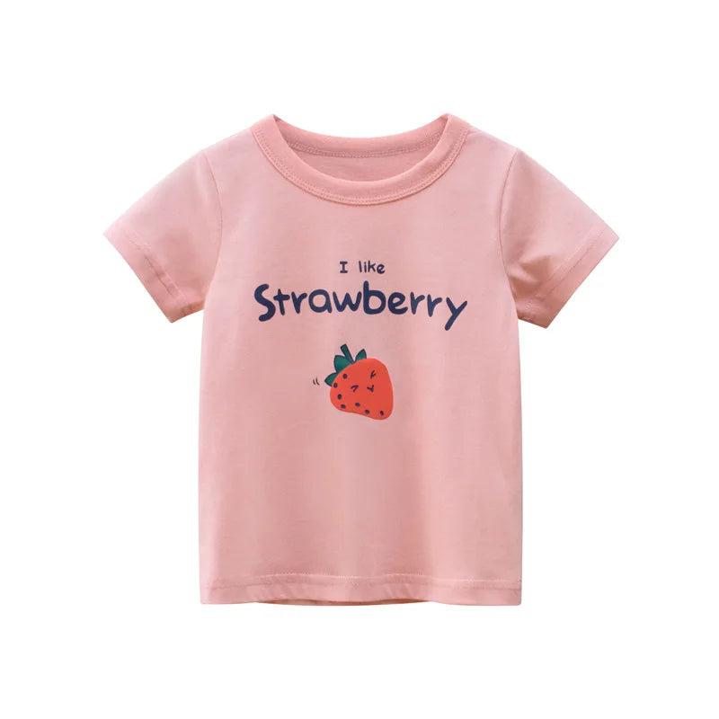 2024 Summer 2-8 Years Kids Girl Shorts Sleeve T-shirts Printed Little Girl Top Baby Girl T Shirts Children Toddler Girl Clothes