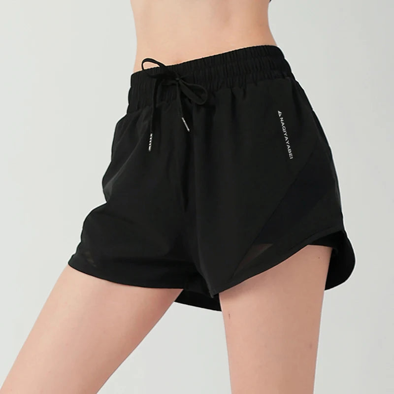 Women's summer high-waisted loose three-quarter pants shorts yoga running pants leisure yoga indoor and outdoor fitness