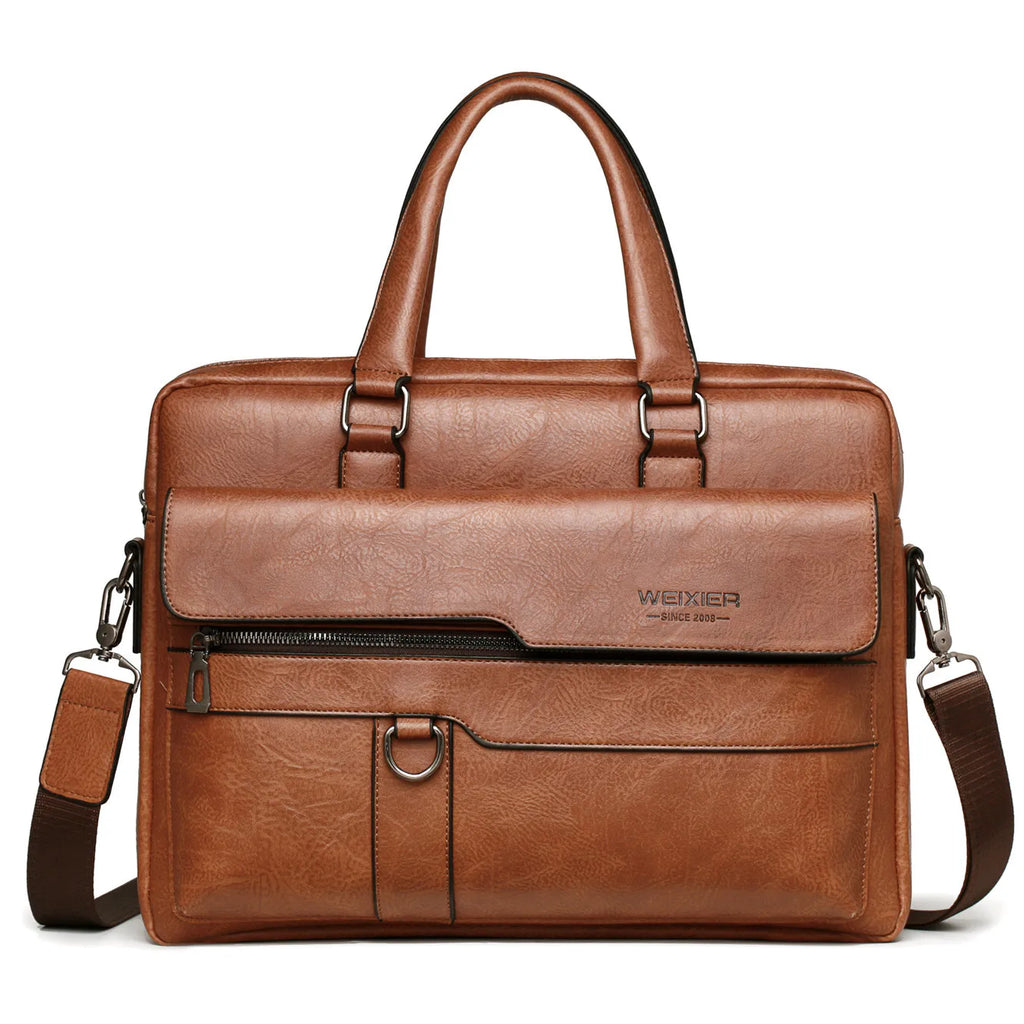 Men's PU Leather Briefcase & 14″ Laptop Messenger Bag