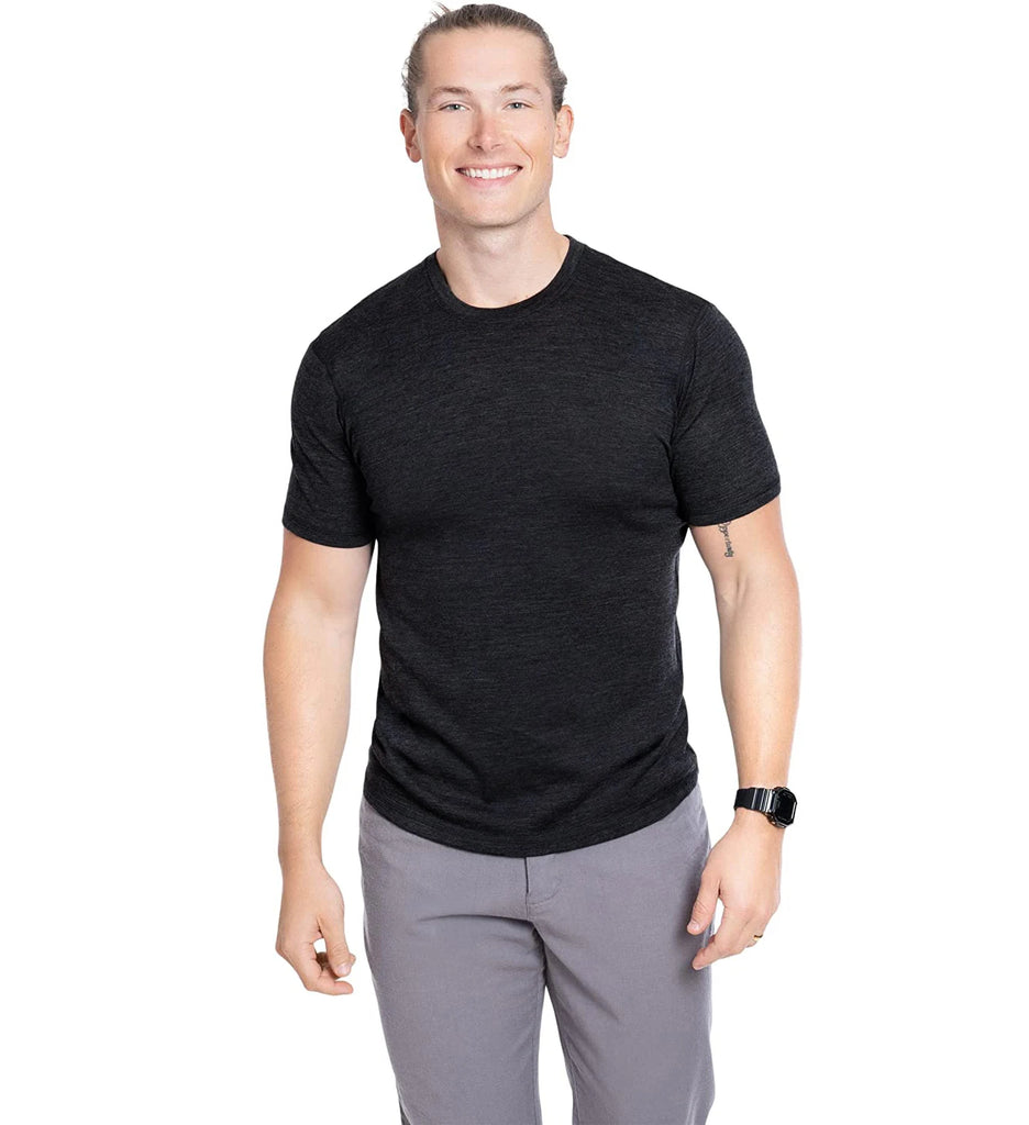 100% Merino Wool T-Shirt Men Short Sleeve Merino Shirts Sport Lightweight Base Layer Hiking Tshirt Soft Breathable Undershirt