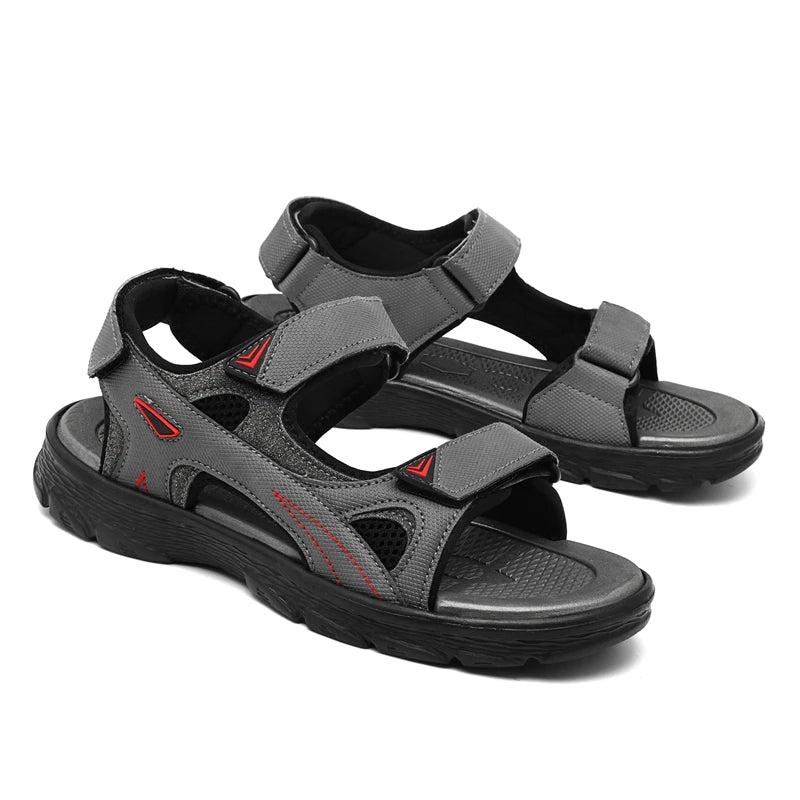 Mens Sports Sandals Outdoor Hiking Waterproof Beach Sports Mens Sandals Summer Open Toe Adjustable Laces