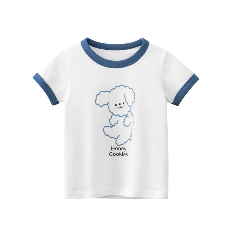 2024 Summer 2-8 Years Kids Girl Shorts Sleeve T-shirts Printed Little Girl Top Baby Girl T Shirts Children Toddler Girl Clothes