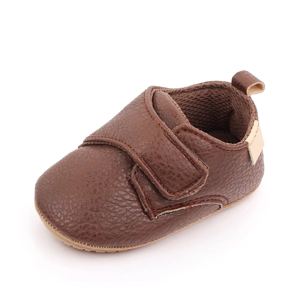 Meckior Newborn Baby Shoes Baby Boy Girl Shoes Classic Leather Rubber Sole Anti-slip Toddler First Walkers Infant Girl Shoes
