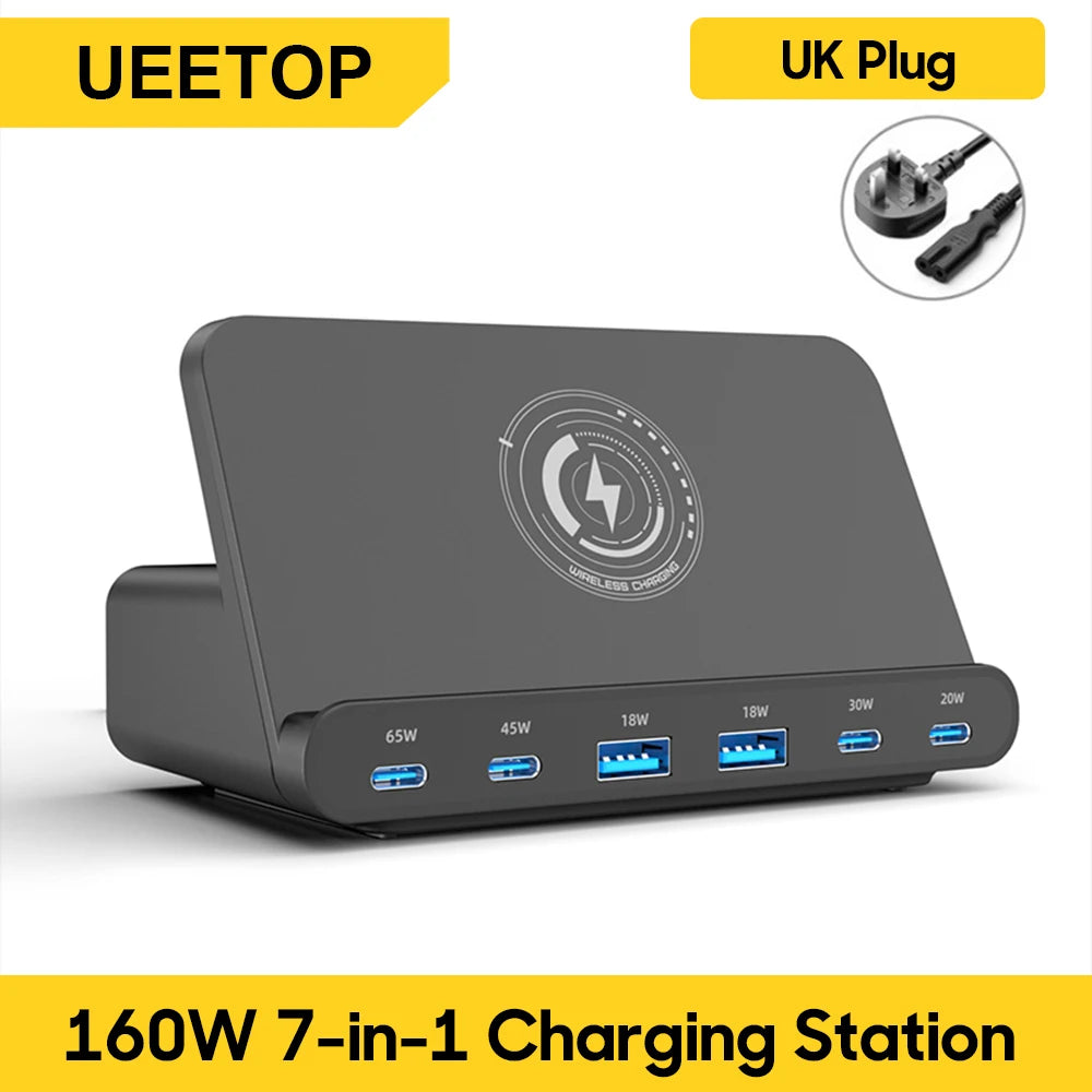 Ueetop 160W GaN Charging Station with Wireless Pad