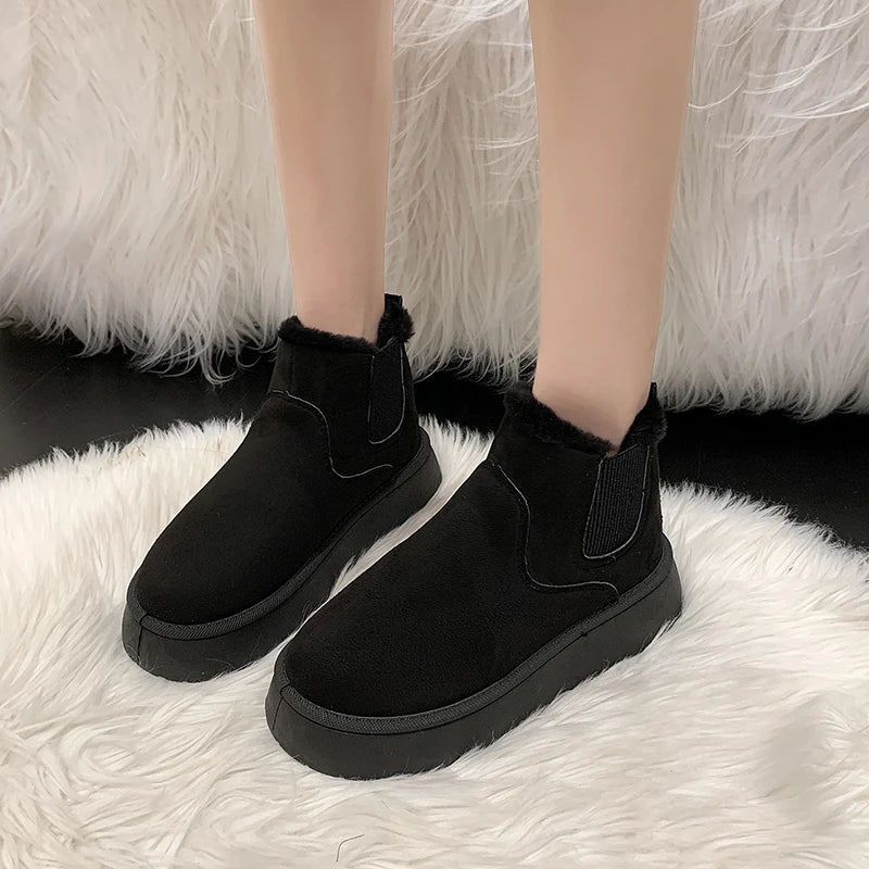 New Women's Boots High-top Snow Boots Thickened Plush Warm Simple And Versatile Comfortable Outdoor Non-Slip Cotton Shoes