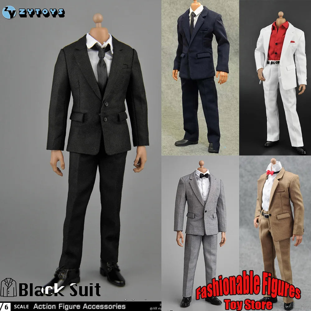 5 Color 1/6 Men Soldier Blazers Sets Office Gentleman Shirt Pants Business Leacther Shoes Clothing Set For 12" Action Figure Toy