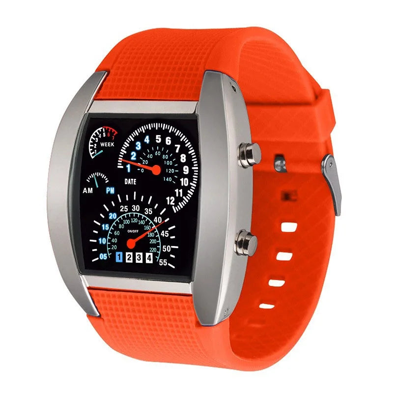Racing dashboard electronic watch fashion sports aviation LED electronic watch men and women students personalised watch