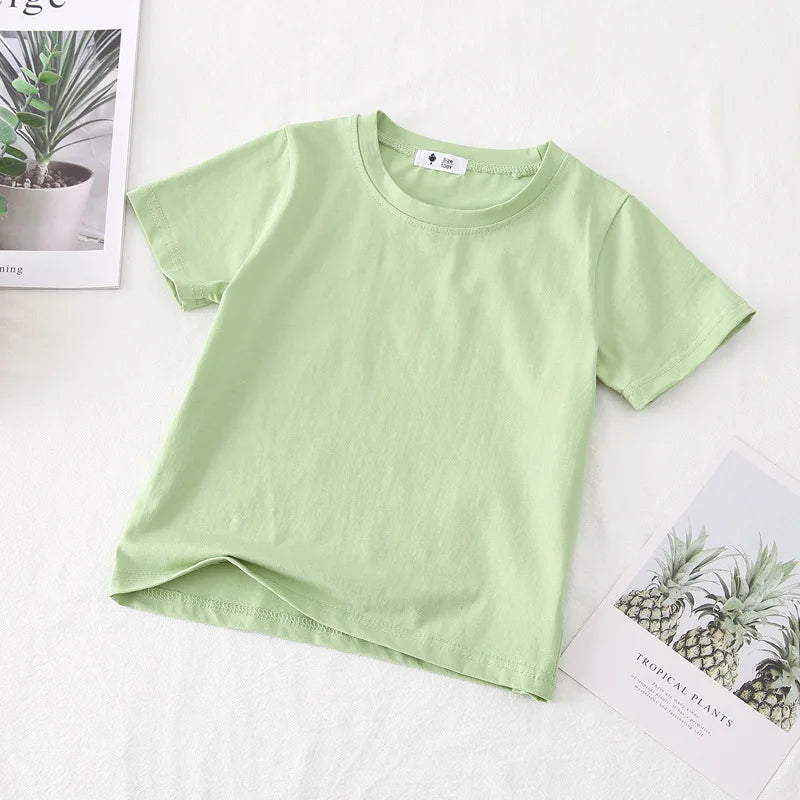 2-7T Toddler Kid Baby Boys Girls Clothes Summer Top Short Sleeve Cotton T Shirt Loose Infant Basic Tee Childrens Tshirt Outfits