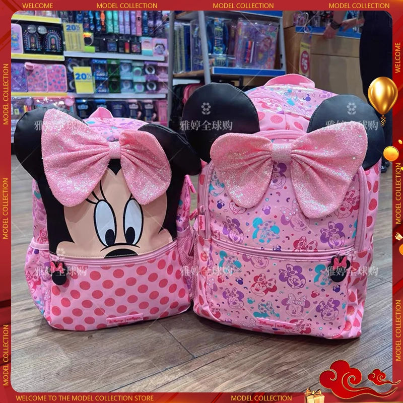 Disney Smiggle Minnie Bag Pink Shape Backpack Primary School Children's Shoulder Bag Stationery Set Water Cup Set