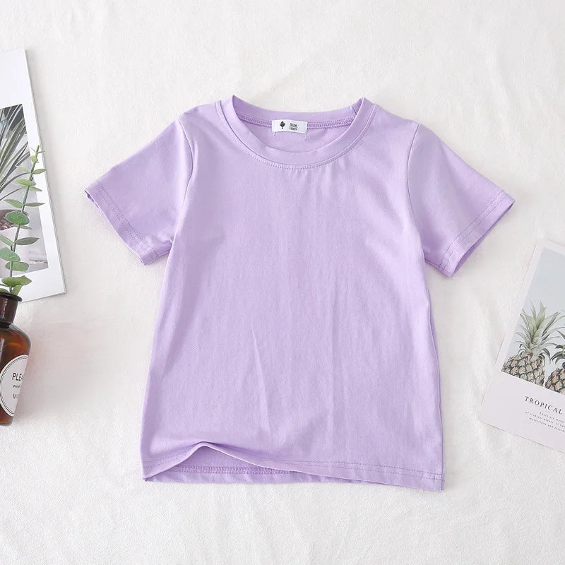 2-7T Toddler Kid Baby Boys Girls Clothes Summer Top Short Sleeve Cotton T Shirt Loose Infant Basic Tee Childrens Tshirt Outfits