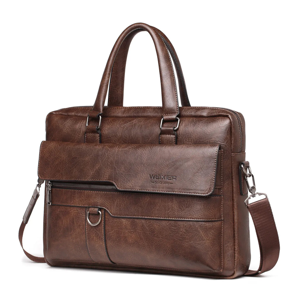 Men's PU Leather Briefcase & 14″ Laptop Messenger Bag