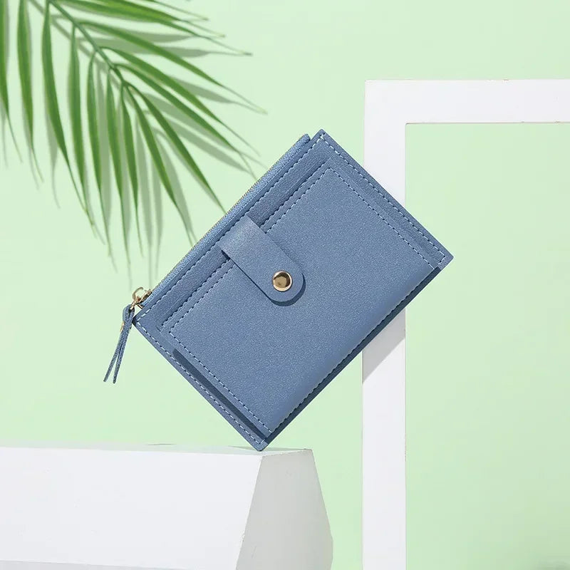 Women Simple Wallets Leather Female Purse Mini Hasp Solid Multi-Cards Holder Coin Short Wallets Slim Small Wallet Zipper Hasp