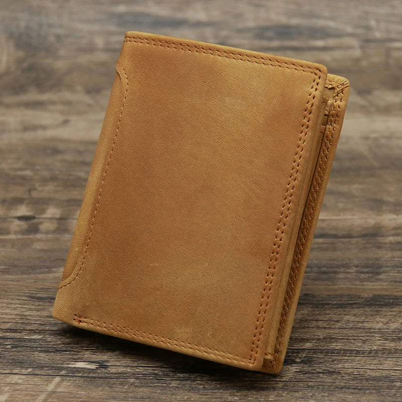 Men Genuine Leather Wallet Credit Card Coin Pocket Mini Money Bag Slim Short Small Purse Minimalist Wallet for Male