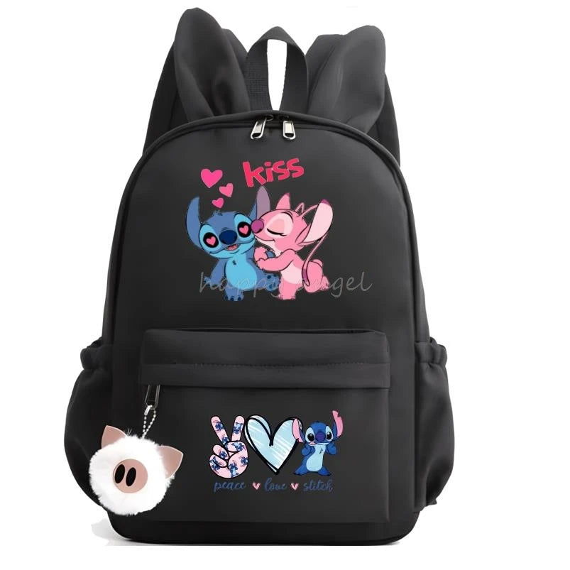 Hot Disney Lilo Stitch Backpack for Girls Boys Student Teenager Rucksack Women Casual School Bags Travel Rabbit Ears Mochila