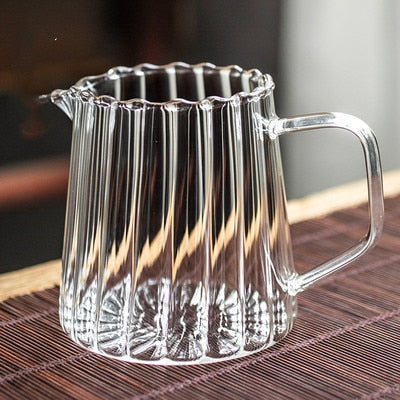 150/410/575ml Stripe Heat-resistant High Borosilicate Glass Teahouse  Tea Set Accessories Chahai Milk Glass Pitcher Coffee Pot