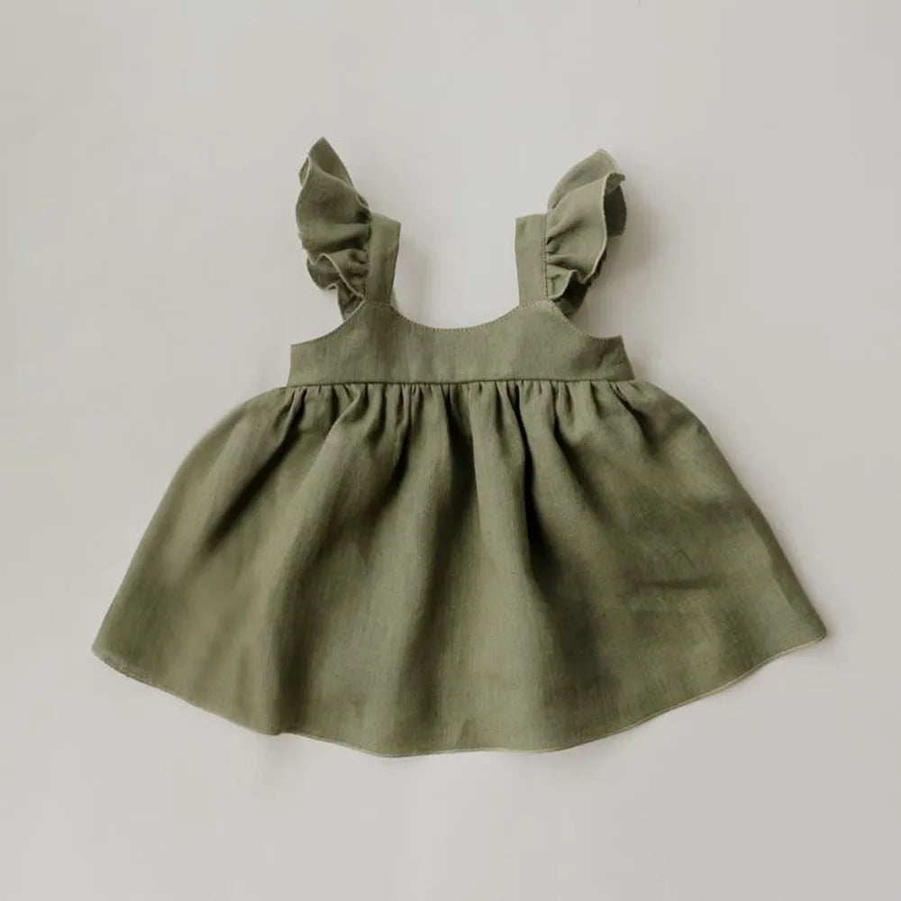 Baby Dresses Linen Cotton Summer Girls Clothes Princess Dress 1st Birthday Party For 0-3Years Girl Infant Toddler Girls Clothing