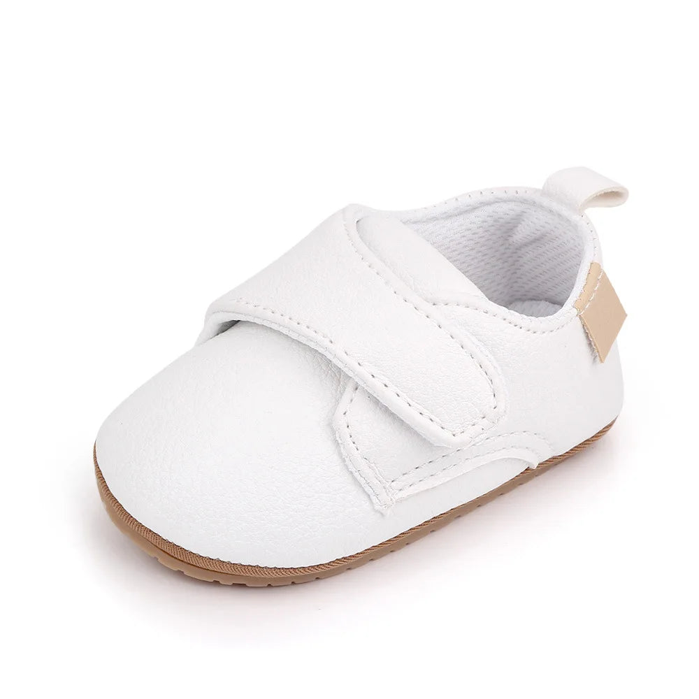 Meckior Newborn Baby Shoes Baby Boy Girl Shoes Classic Leather Rubber Sole Anti-slip Toddler First Walkers Infant Girl Shoes
