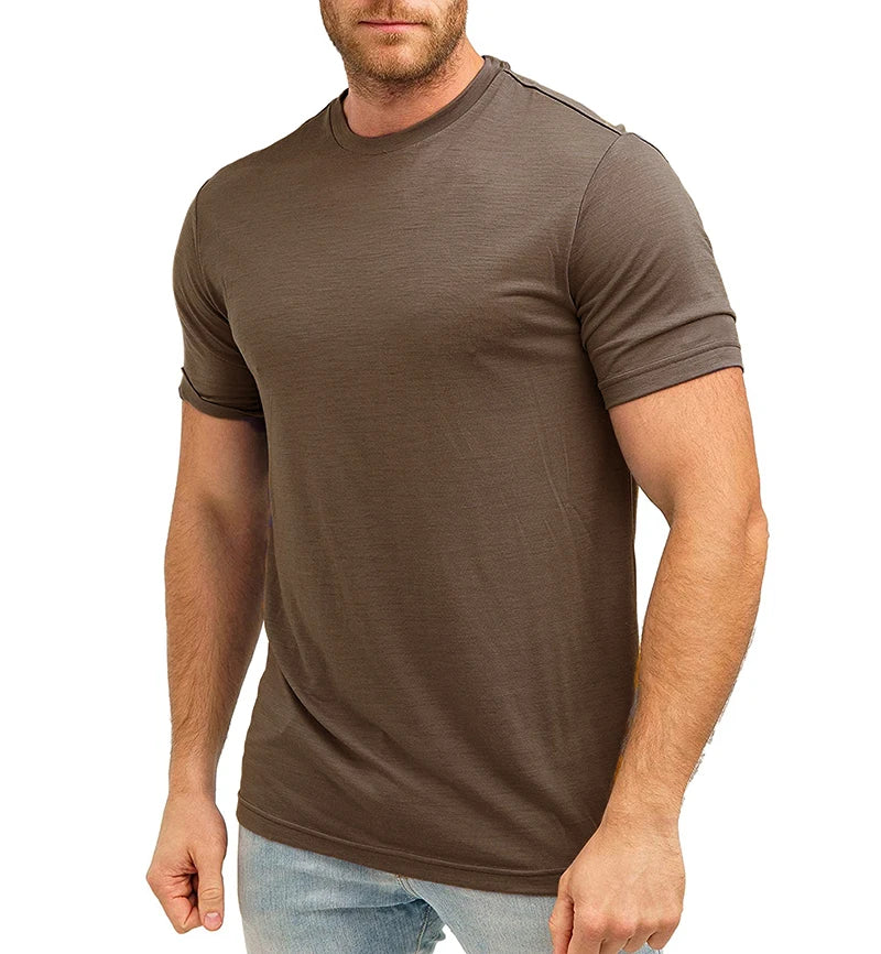 100% Merino Wool T Shirt Men Merino Wool T Shirt Base Layer Merino Wool Shirt Soft Wicking Breathable Anti-Odor No-itch USA Size