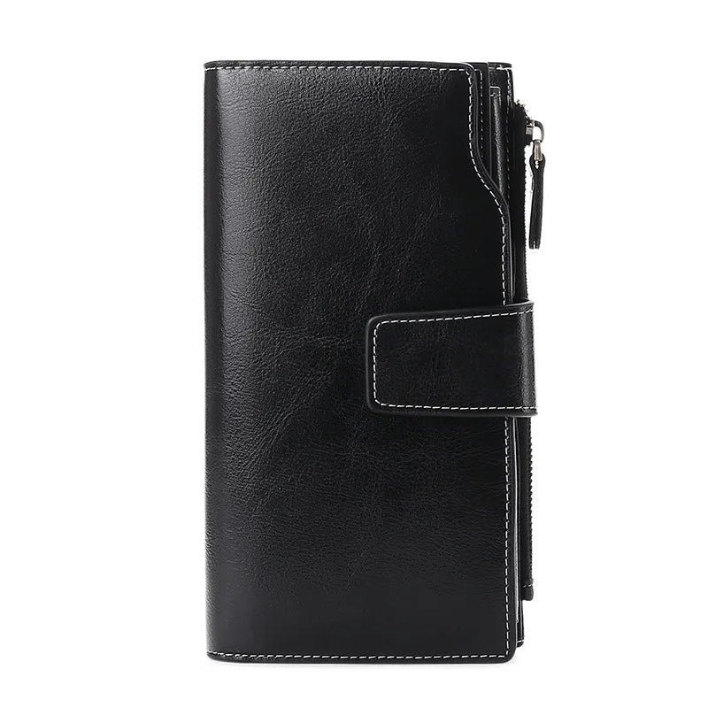 2024 New Rfid Long Women Wallets Clutch Zipper Coin Pocket Female Print Wallet Quality Card Holder Genuine Leather Women Purse