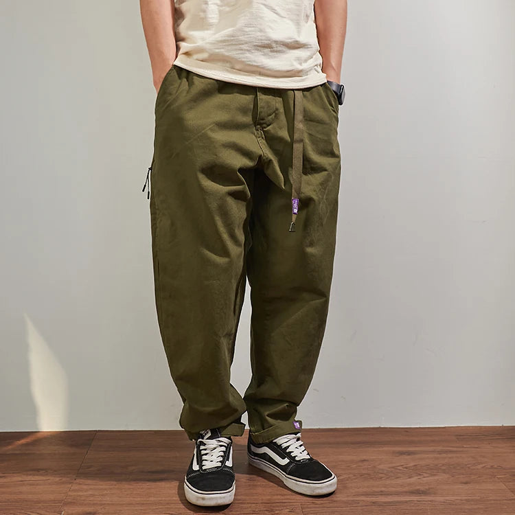 Baggy tapered casual pants cotton autumn and winter weight trousers men's overalls