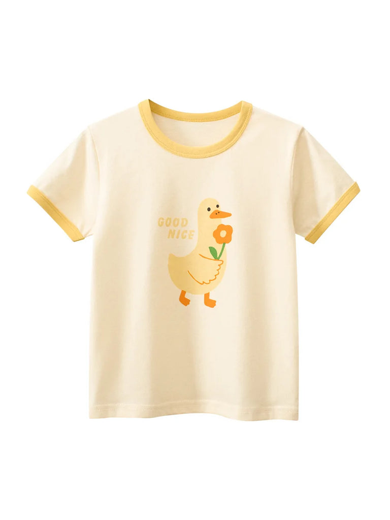 2024 Summer 2-8 Years Kids Girl Shorts Sleeve T-shirts Printed Little Girl Top Baby Girl T Shirts Children Toddler Girl Clothes