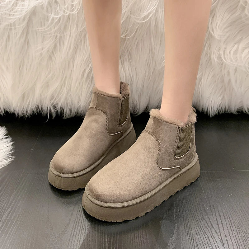 New Women's Boots High-top Snow Boots Thickened Plush Warm Simple And Versatile Comfortable Outdoor Non-Slip Cotton Shoes