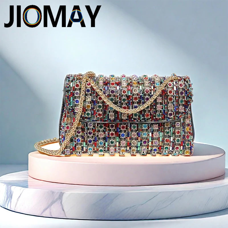 JIOMAY Fashion Bag for Party Women Elegant And Versatile Rhinestone Purse Luxury Designer Handbags High Quality 2024 Tote Bag