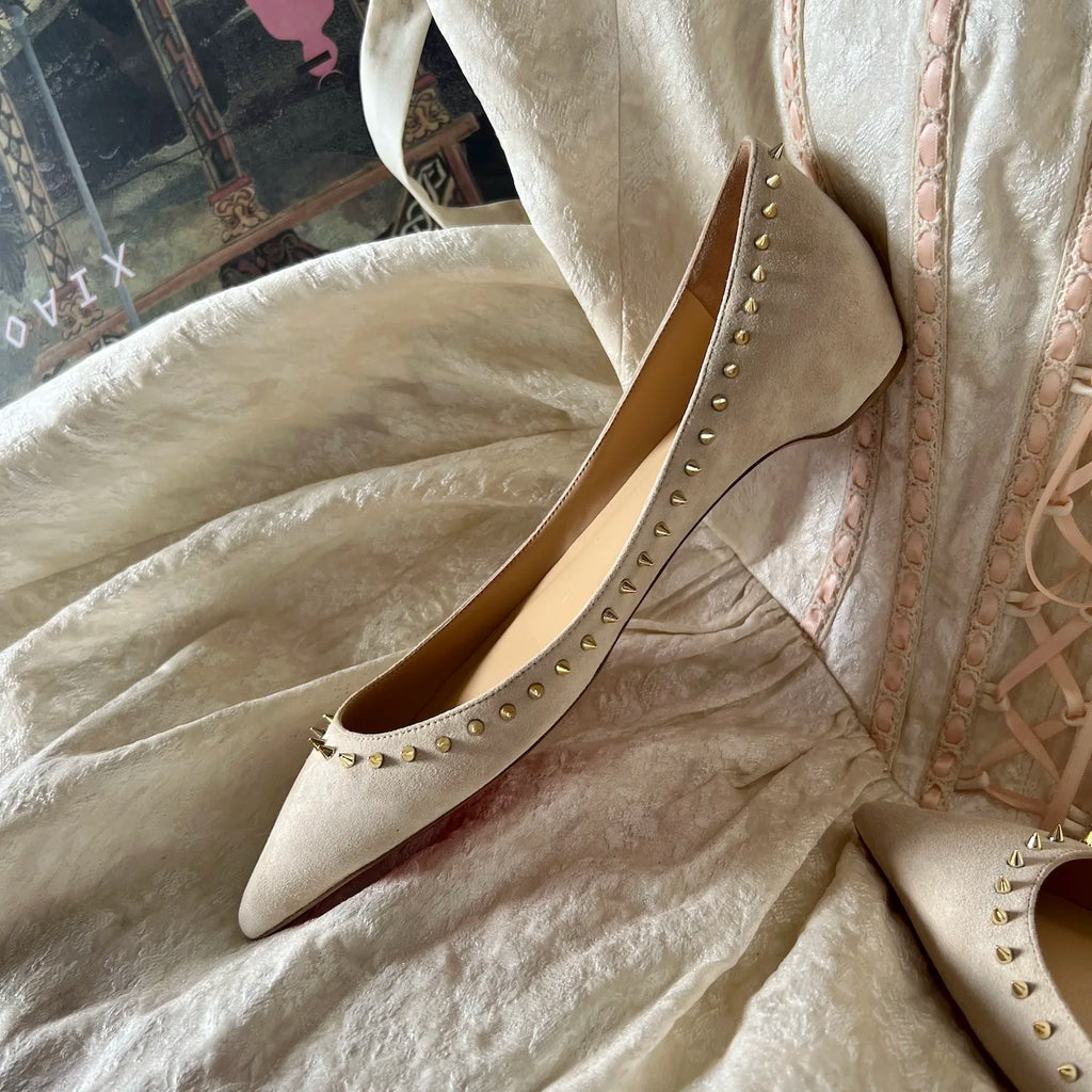Genuine Leather Women's Flat Shoes 2024 Trend All Sheepskin Pointed Inside Increase The Height Red  Flat Sole Single Shoe Girl