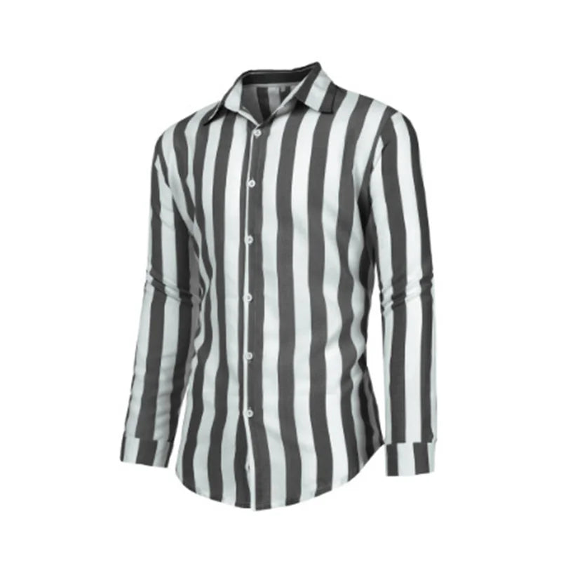 2024 Summer New Men's Stripe Linen Casual Shirt Cardigan Long Sleeve Thin And Breathable Shirts