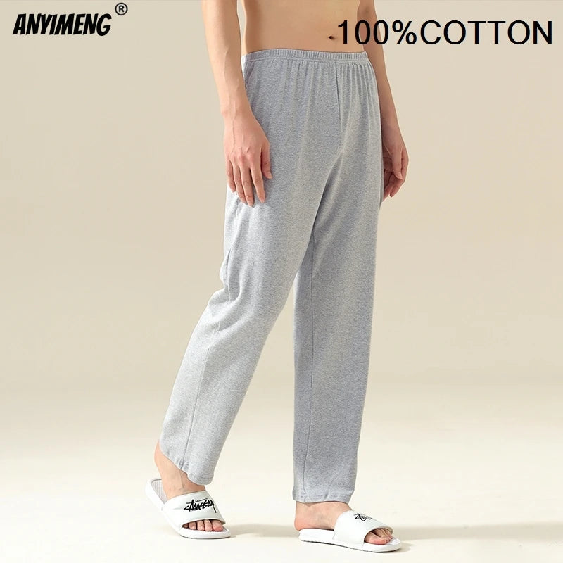 100% Cotton Mens Bottoms Autumn Spring Male Full Pants High Quality Plaid Pj Pants for Boy Sleeping Long Lingerie Man Sleepwear