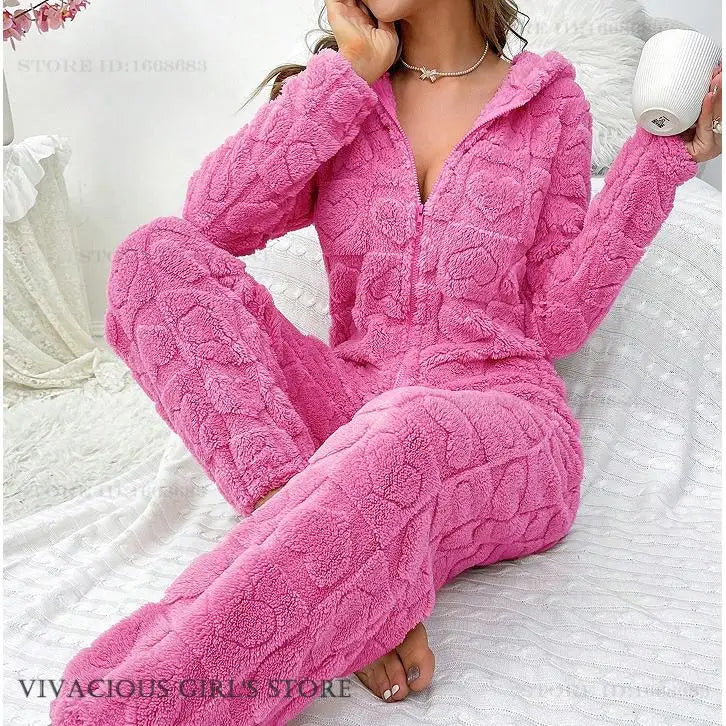 Plush Coral Fleece Cartoon Onesie Pyjamas