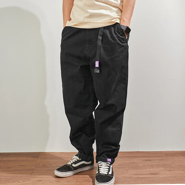 Baggy tapered casual pants cotton autumn and winter weight trousers men's overalls