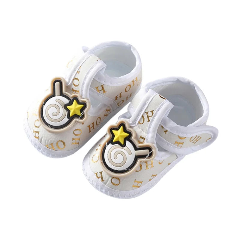 Baby Shoes: Cartoon Car Pattern, Soft Sole Cloth Shoes (0-8 Months)