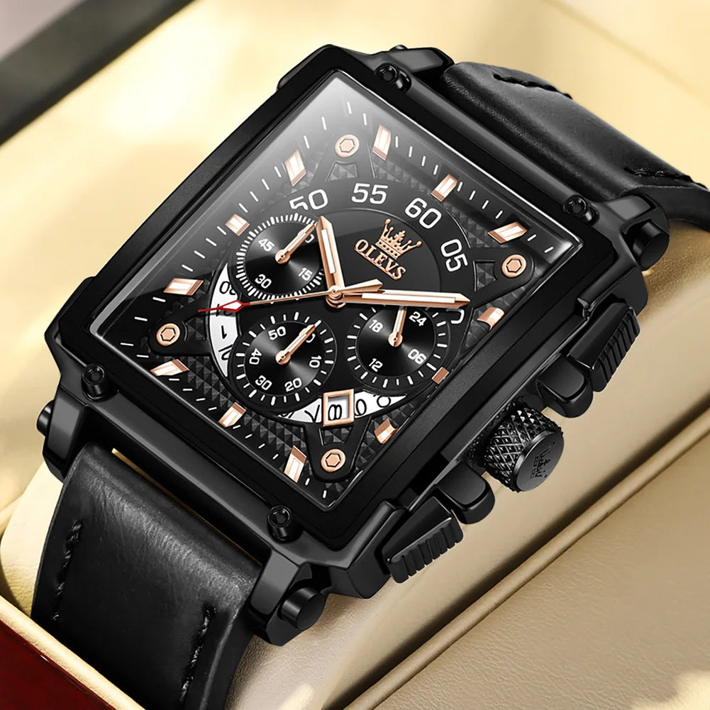 OLEVS Luminous Square Quartz Watch for Men