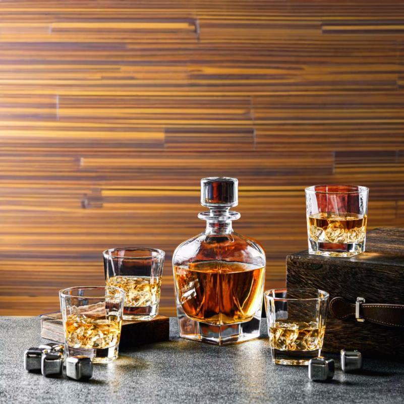 Whiskey Decanter Set with Four Glasses