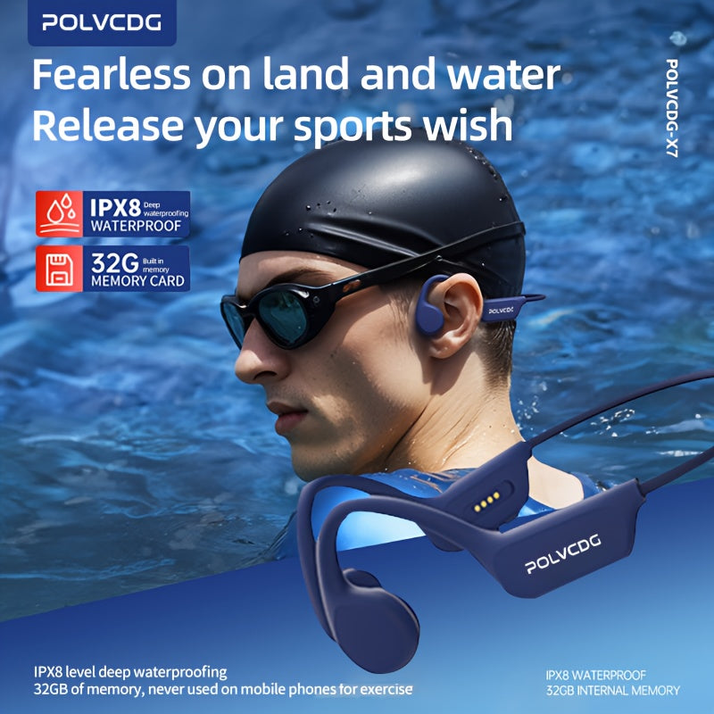 POLVCDG X7 Bone Conduction Headphones, IPX8 • 32GB