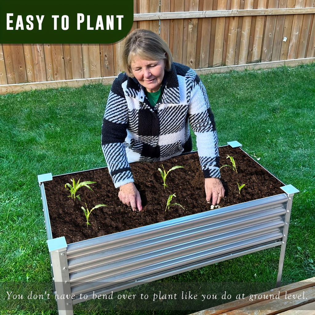 Raised Garden Bed With Legs, Outdoor 3.9x1.9x2.6 FT Metal Galvanized Raised Garden Bed For Backyard Patio Gardening, Elevated Planter Box For Vegetables Flowers Herb (3.9x1.9x2.6 FT/120x60x80 CM)